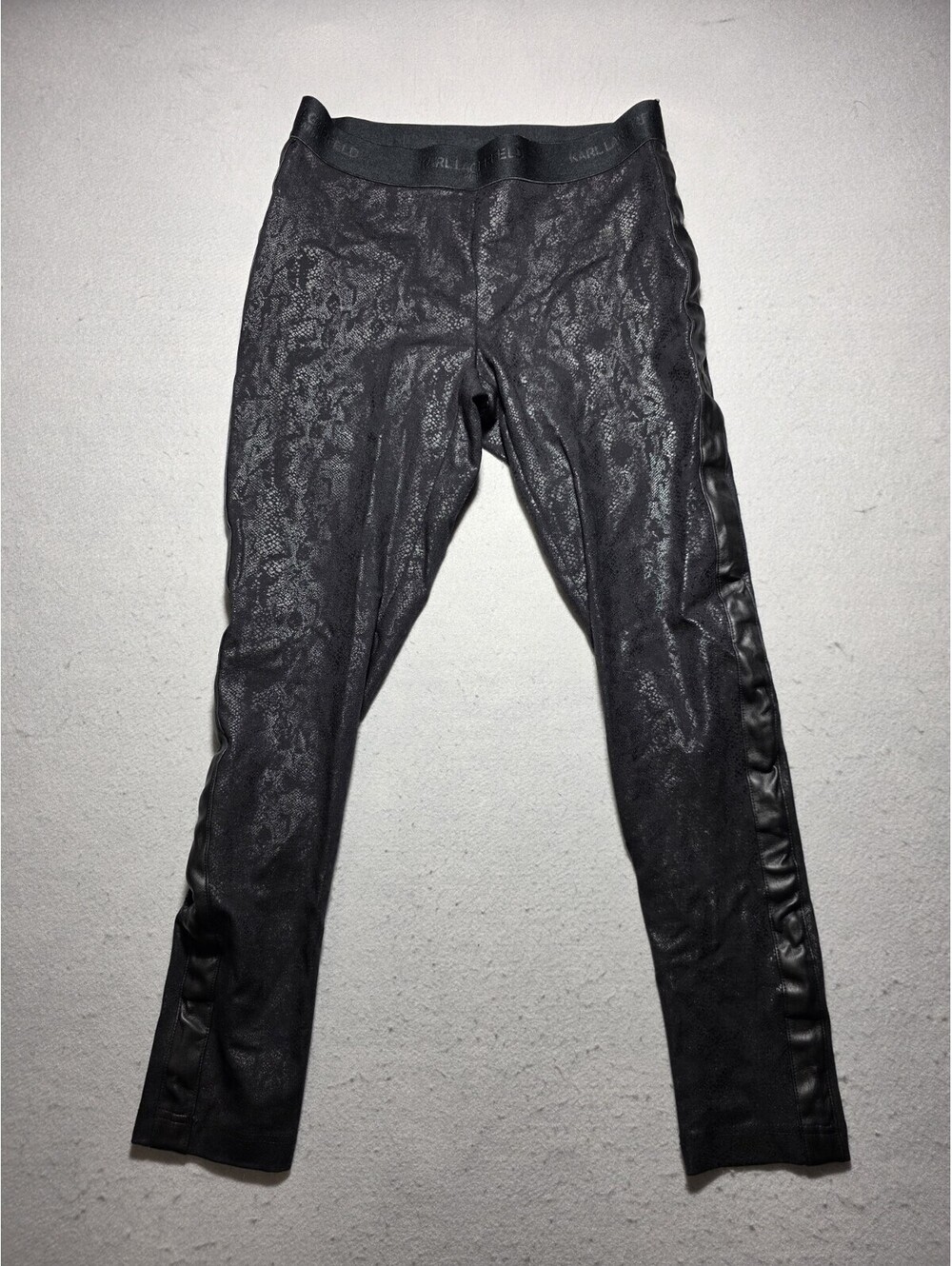 Karl Lagerfeld Paris Women's Black Snakeskin Print Leggings Size XS Stretchy